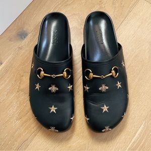 Gucci Men’s Horsebit Embroidered Leather Slipper | Golden Bees & Stars ⭐️🐝⭐️🐝